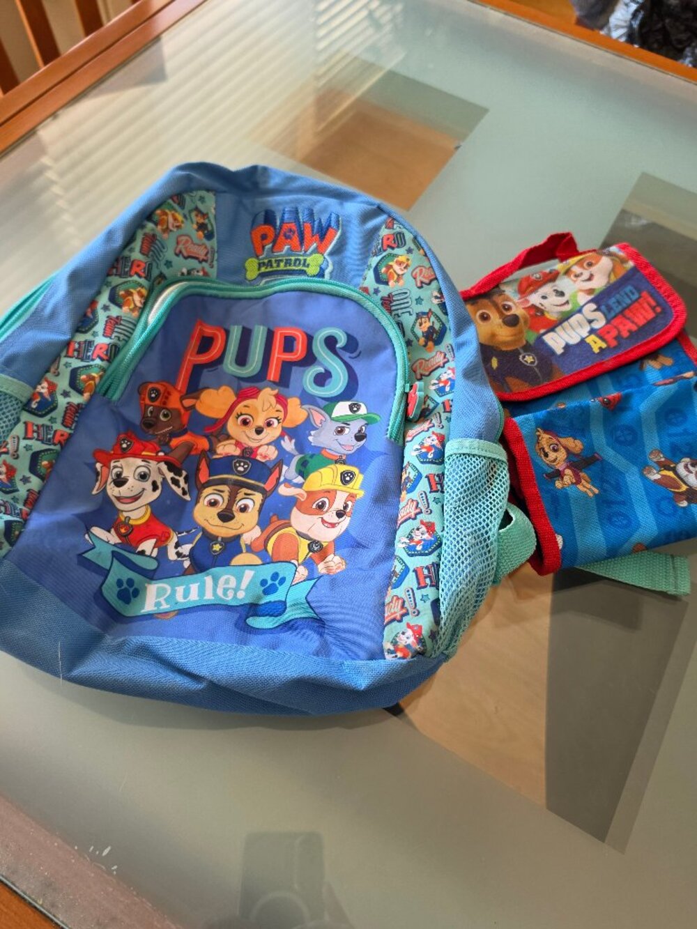 Paw Patrol Kids Backpack and Matching Insulated Lunch Box Set Blue